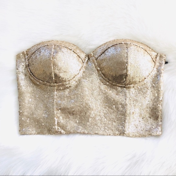 gold sequin bustier top